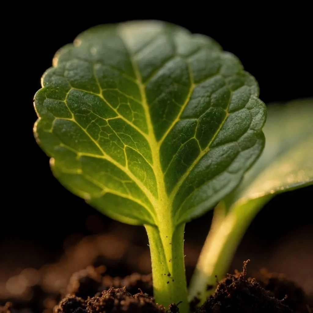 Macro view of a botanical leaf with visible vein structure under directional light