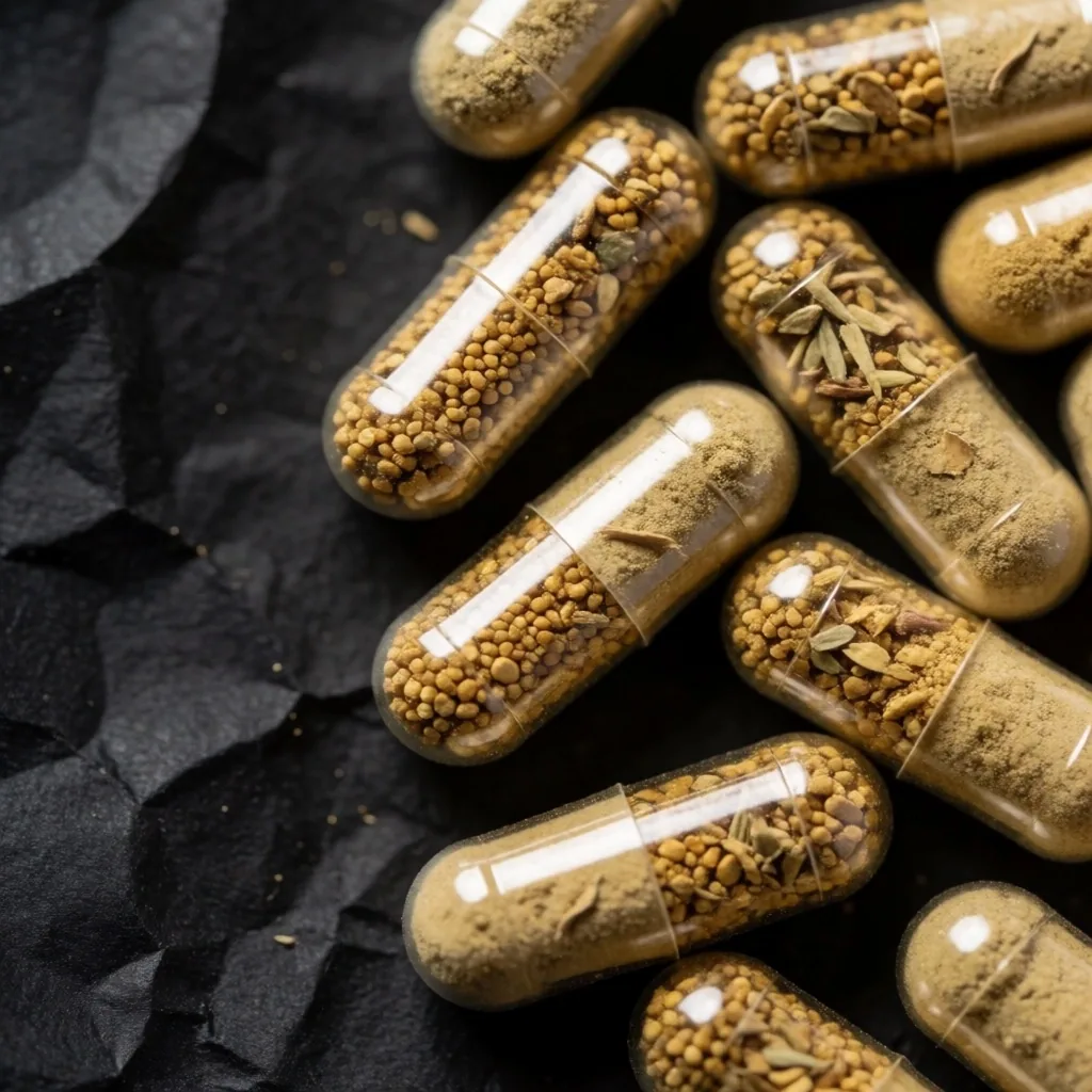Botanical capsules on textured paper