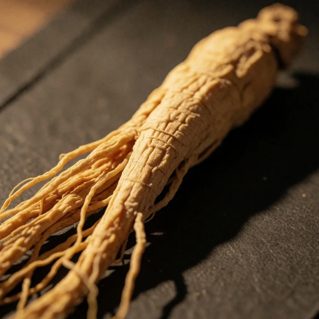 Dried botanical root specimen on dark archival paper